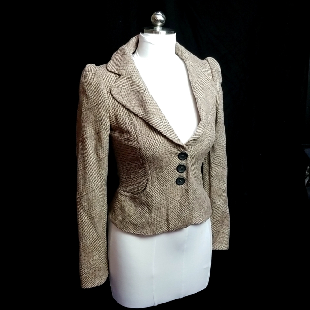 Banana Republic Brown Plaid Fitted Blazer